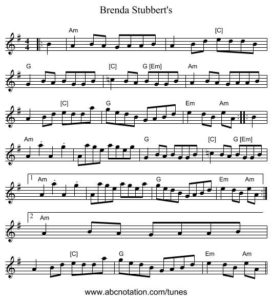 Brenda Stubbert's - staff notation
