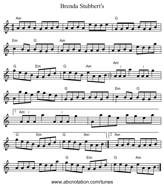 Brenda Stubbert's - staff notation