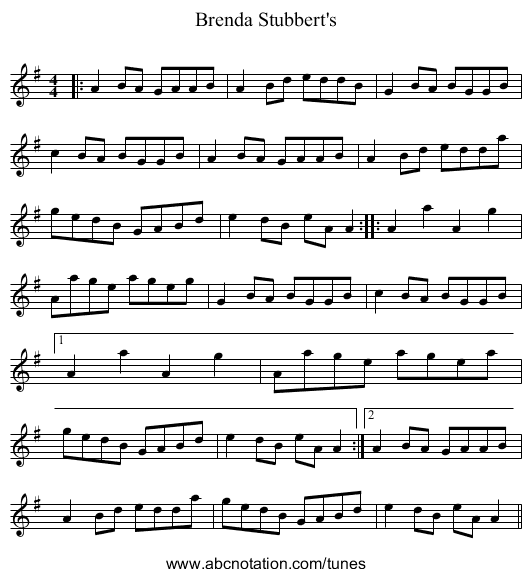 Brenda Stubbert's - staff notation