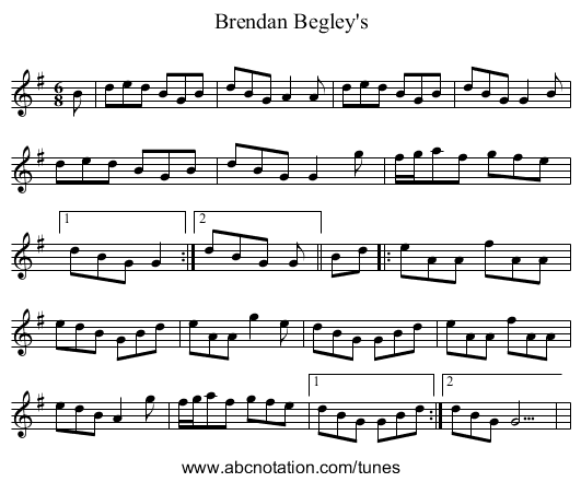 Brendan Begley's - staff notation