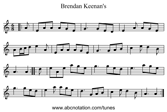 Brendan Keenan's - staff notation