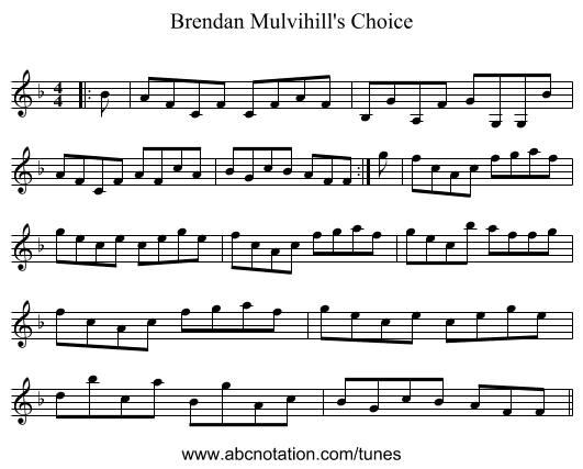 Brendan Mulvihill's Choice - staff notation