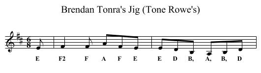 Brendan Tonra's Jig (Tone Rowe's) - staff notation