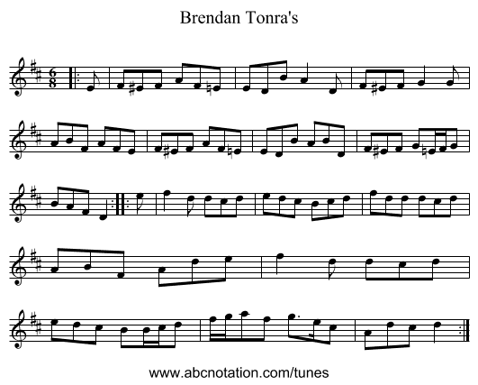 Brendan Tonra's - staff notation
