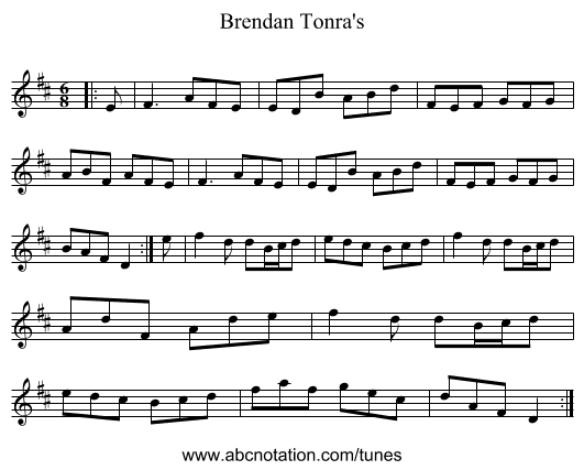 Brendan Tonra's - staff notation