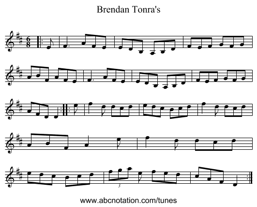 Brendan Tonra's - staff notation