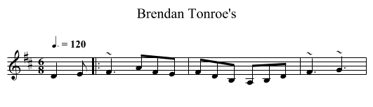 Brendan Tonroe's - staff notation