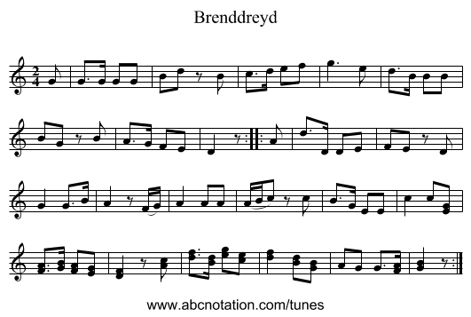 Brenddreyd - staff notation