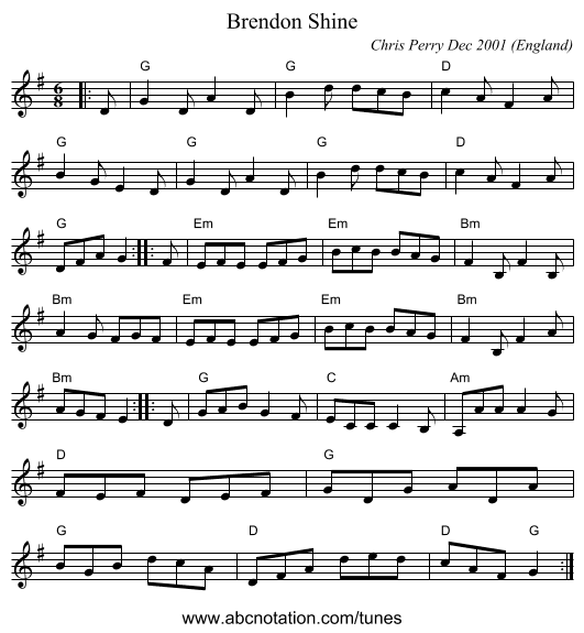 Brendon Shine - staff notation