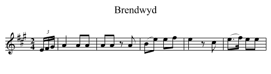 Brendwyd - staff notation