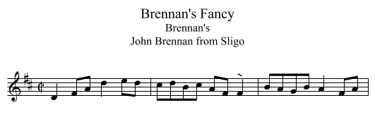 Brennan's Fancy - staff notation