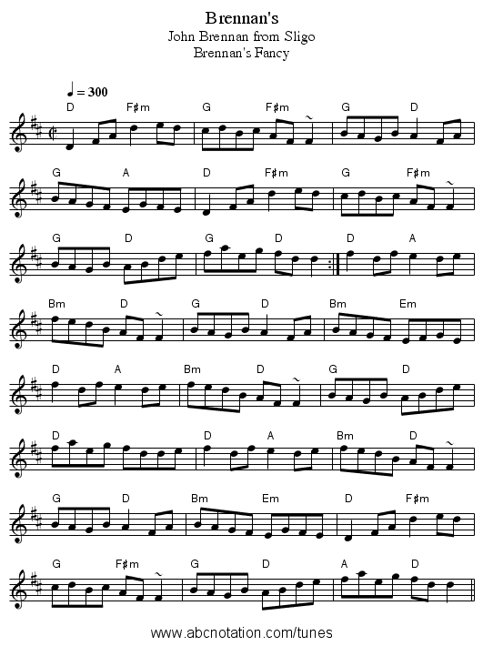 Brennan's - staff notation