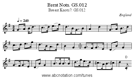 Brest Nots. GS.012 - staff notation