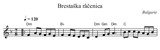 Bresta&scaron;ka r&acirc;čenica - staff notation