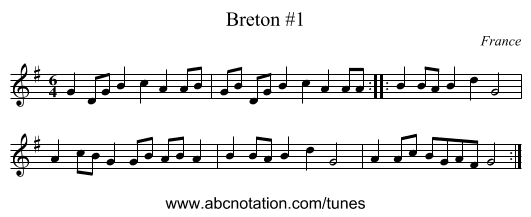 Breton #1 - staff notation