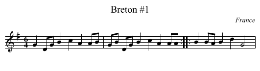 Breton #1 - staff notation
