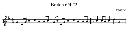 Breton 6/4 #2 - staff notation