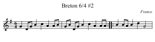 Breton 6/4 #2 - staff notation
