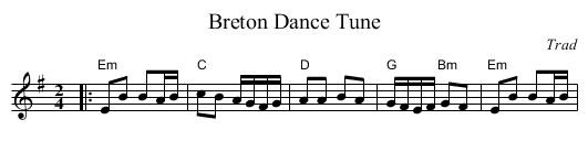 Breton Dance Tune - staff notation