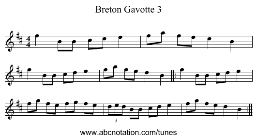 Breton Gavotte 3 - staff notation