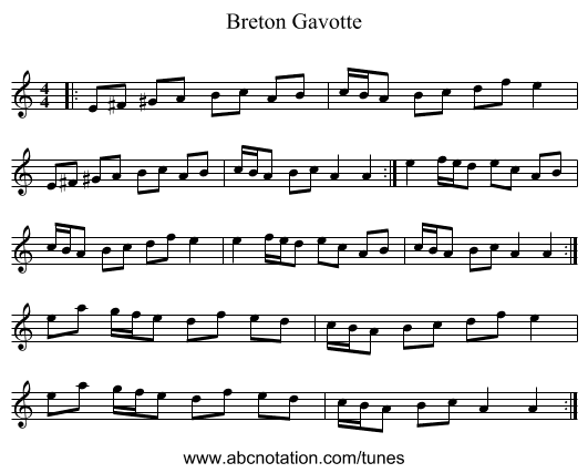 Breton Gavotte - staff notation