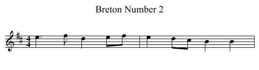 Breton Number 2 - staff notation