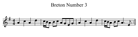 Breton Number 3 - staff notation