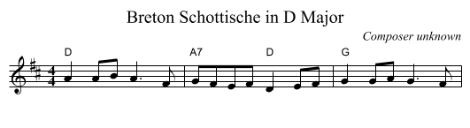 Breton Schottische in D Major - staff notation