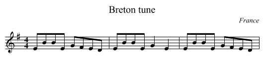 Breton tune - staff notation