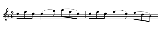 Breuddwyd y wrâch - staff notation