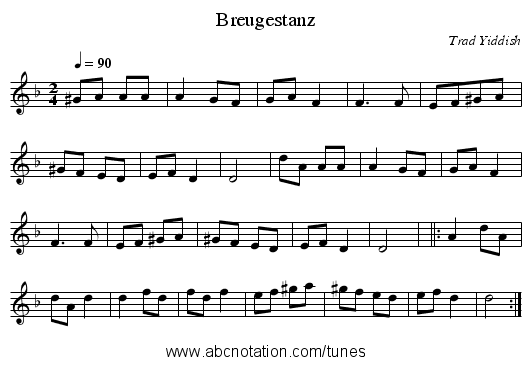 Breugestanz - staff notation