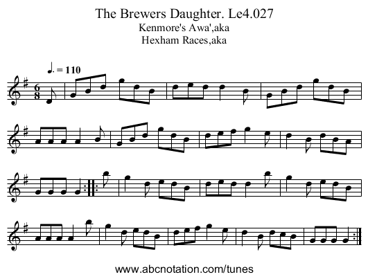 Brewers Daughter. Le4.027, The - staff notation
