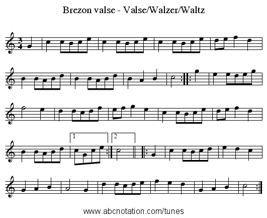 Brezon valse - Valse/Walzer/Waltz - staff notation