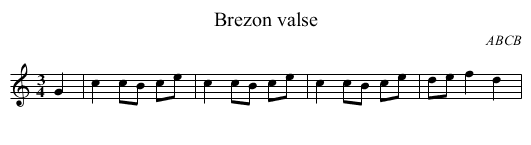 Brezon valse - staff notation