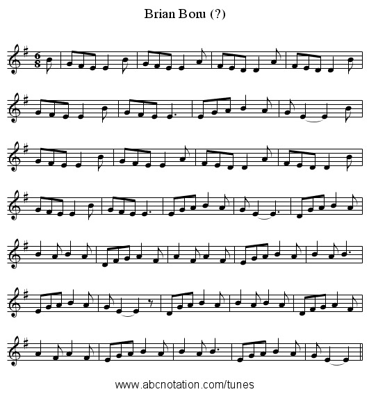 Brian Boru (?) - staff notation