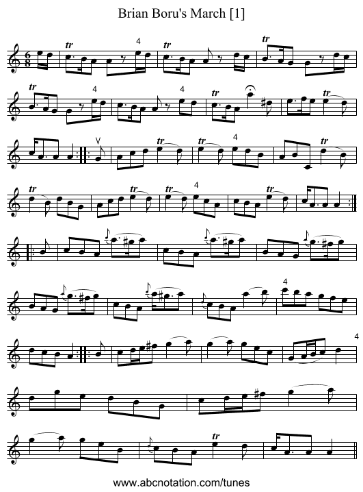 Brian Boru's March [1] - staff notation