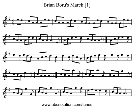 Brian Boru's March [1] - staff notation