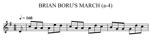BRIAN BORU'S MARCH (a-4) - staff notation