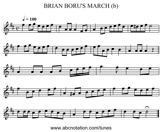 BRIAN BORU'S MARCH (b) - staff notation