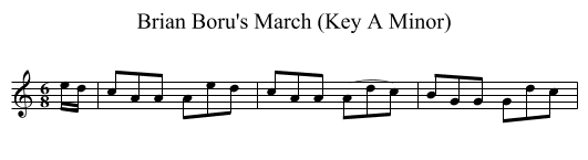 Brian Boru's March (Key A Minor) - staff notation