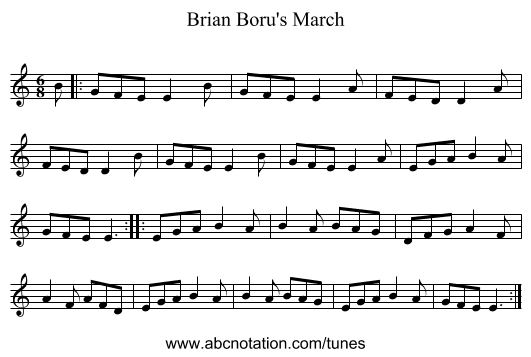 Brian Boru's March - staff notation