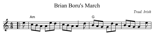 Brian Boru's March - staff notation