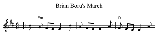 Brian Boru's March - staff notation