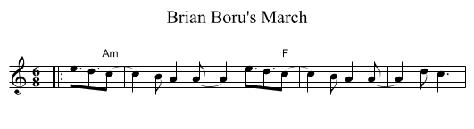 Brian Boru's March - staff notation