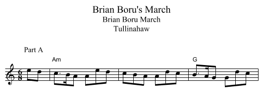 Brian Boru's March - staff notation