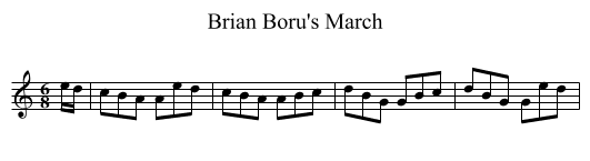Brian Boru's March - staff notation
