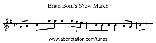 Brian Boru's S?ów March - staff notation