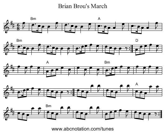 Brian Brou's March - staff notation