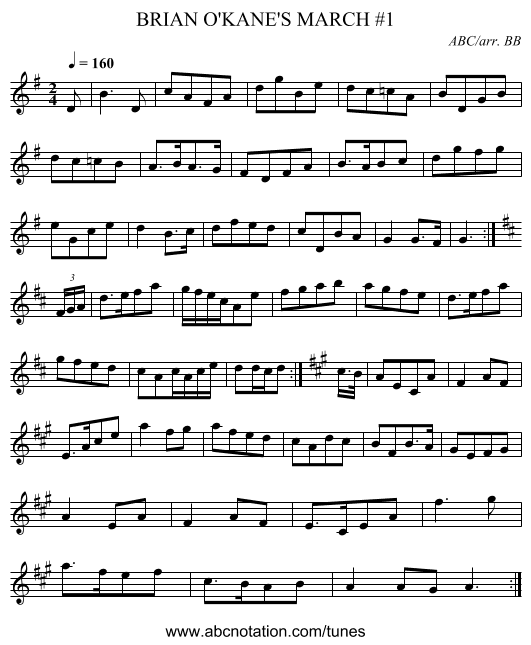 BRIAN O'KANE'S MARCH #1 - staff notation