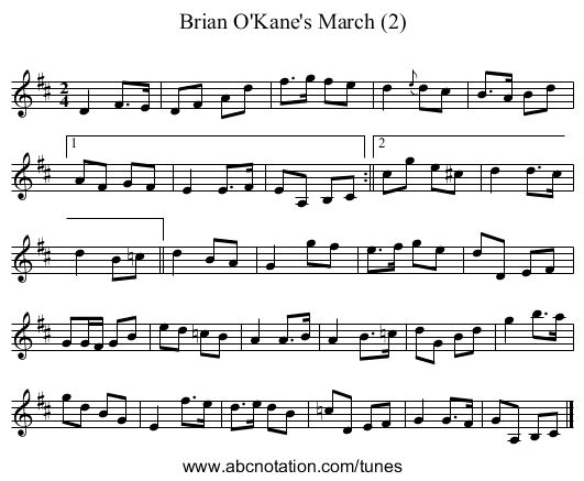 Brian O'Kane's March (2) - staff notation